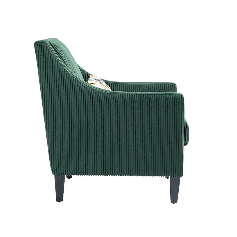 Poltrona con braccioli imbottita color smeraldo da 26.77, con braccioli sagomati e gambe in legno di hevea
