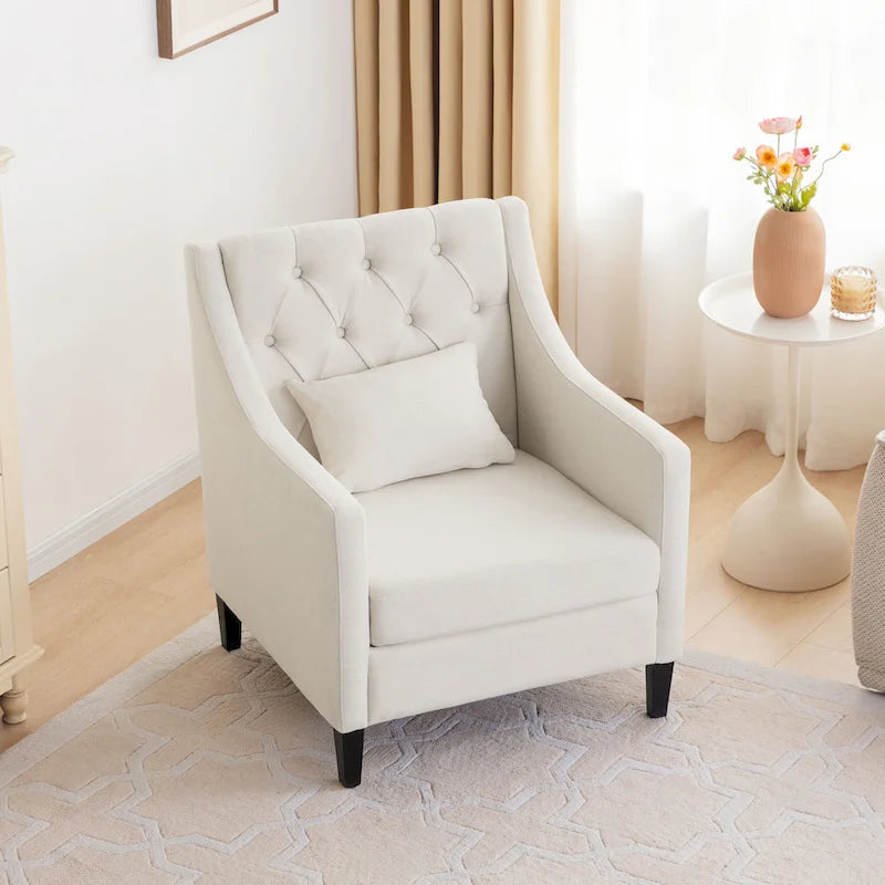 Wohnzimmersessel, Akzentsessel mit Lendenkissen, eleganter Lesesessel fürs Schlafzimmer, gepolsterter Sofasessel im Mid-Century-Stil