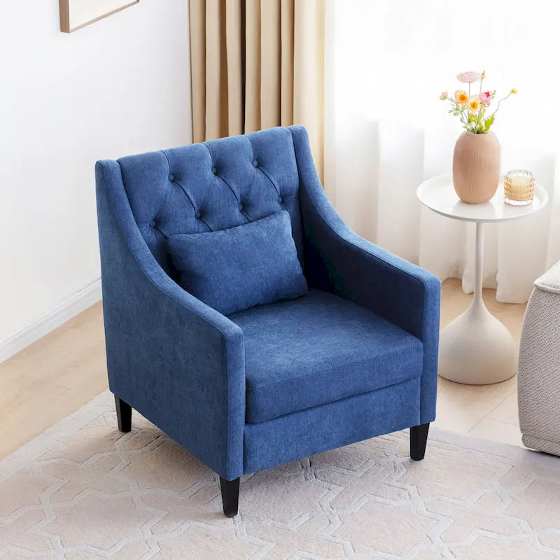 Wohnzimmersessel, Akzentsessel mit Lendenkissen, eleganter Lesesessel fürs Schlafzimmer, gepolsterter Sofasessel im Mid-Century-Stil