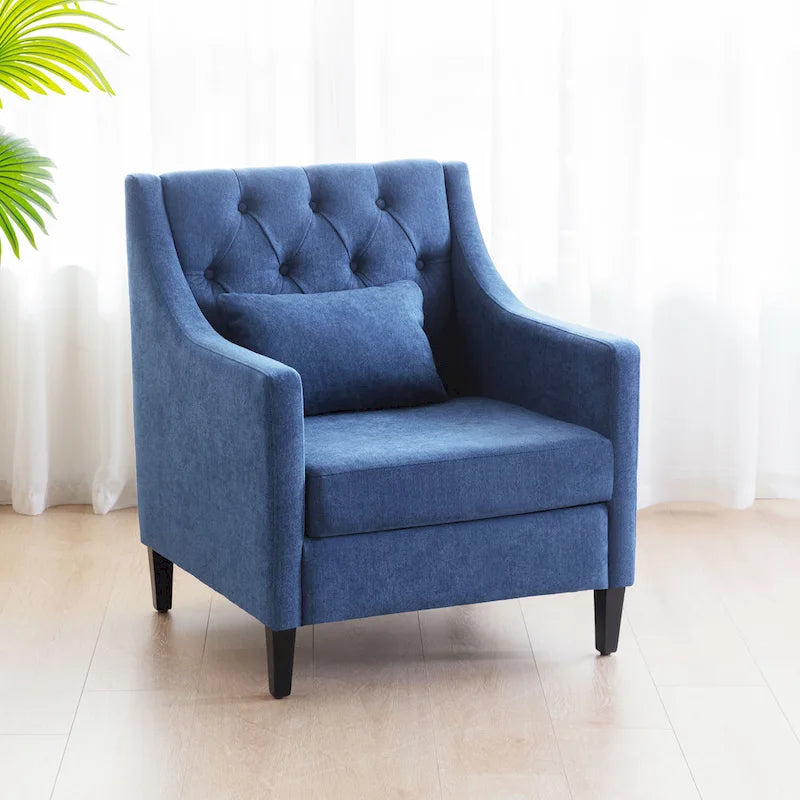 Wohnzimmersessel, Akzentsessel mit Lendenkissen, eleganter Lesesessel fürs Schlafzimmer, gepolsterter Sofasessel im Mid-Century-Stil