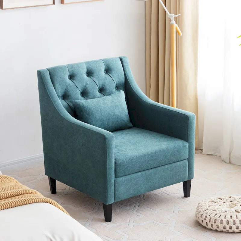 Wohnzimmersessel, Akzentsessel mit Lendenkissen, eleganter Lesesessel fürs Schlafzimmer, gepolsterter Sofasessel im Mid-Century-Stil