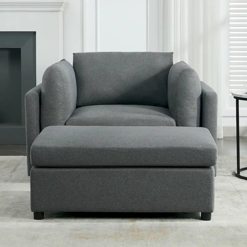 Sillón moderno extragrande con otomana
