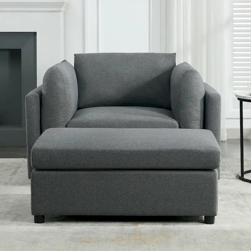 Modern Oversized Armchair with Ottoman