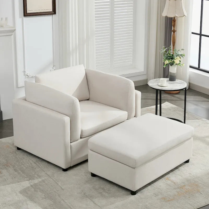 Modern Oversized Armchair with Ottoman