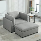 Modern Oversized Armchair with Ottoman