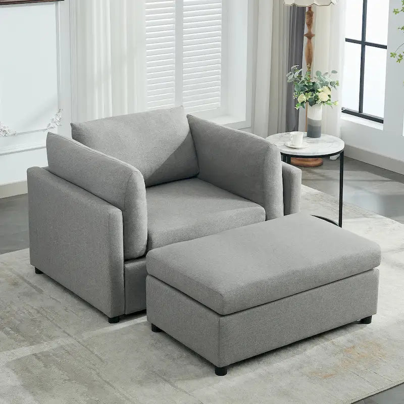Modern Oversized Armchair with Ottoman