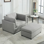 Modern Oversized Armchair with Ottoman
