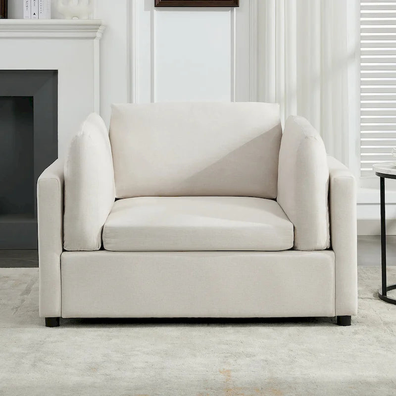 Modern Oversized Armchair with Ottoman