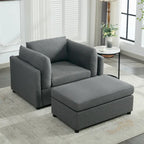 Modern Oversized Armchair with Ottoman
