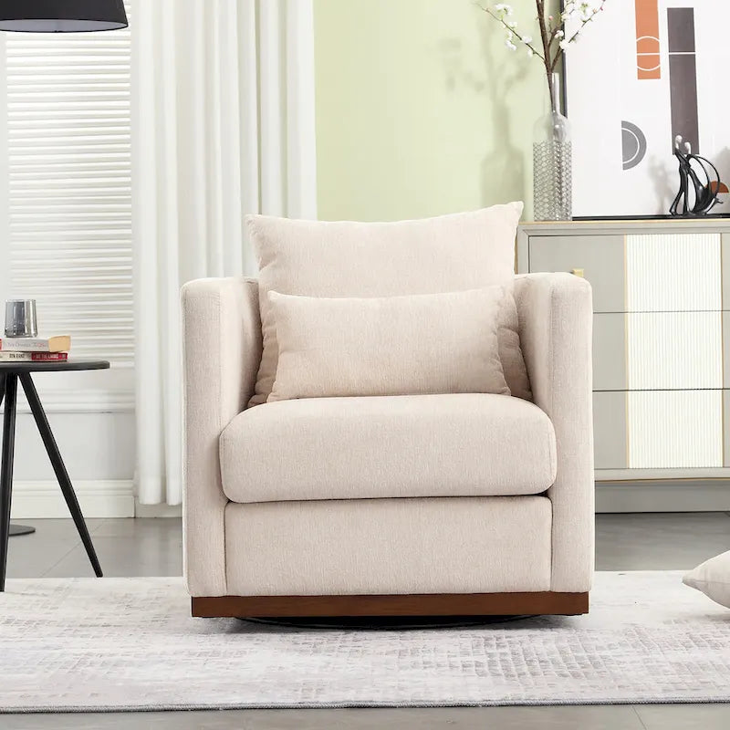 Drehbarer Sessel in Fassform, bequemer runder Akzentsessel für das Wohnzimmer, um 360 Grad drehbarer Clubsessel in Fassform