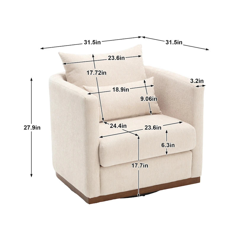 Drehbarer Sessel in Fassform, bequemer runder Akzentsessel für das Wohnzimmer, um 360 Grad drehbarer Clubsessel in Fassform