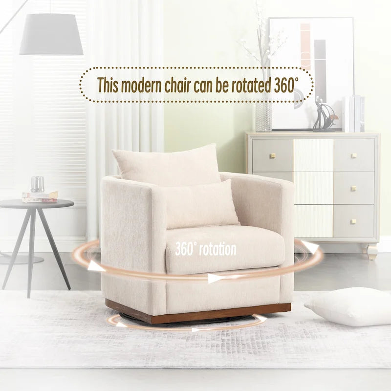 Drehbarer Sessel in Fassform, bequemer runder Akzentsessel für das Wohnzimmer, um 360 Grad drehbarer Clubsessel in Fassform
