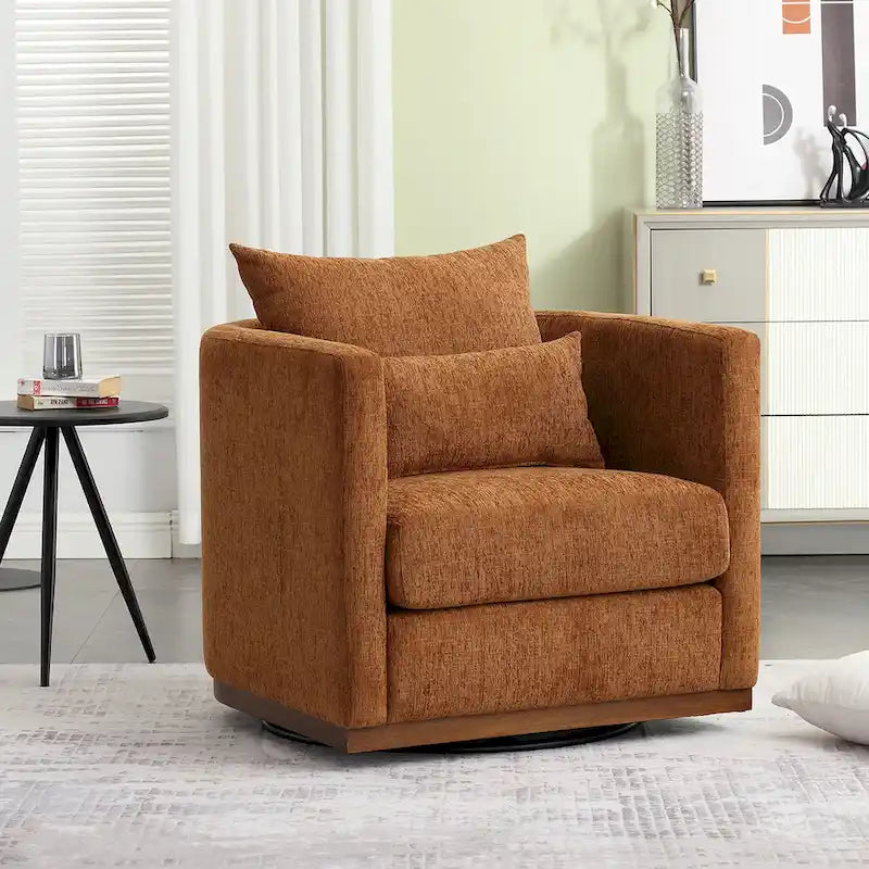 Drehbarer Sessel in Fassform, bequemer runder Akzentsessel für das Wohnzimmer, um 360 Grad drehbarer Clubsessel in Fassform