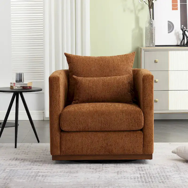Drehbarer Sessel in Fassform, bequemer runder Akzentsessel für das Wohnzimmer, um 360 Grad drehbarer Clubsessel in Fassform