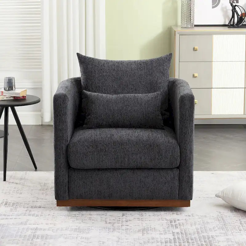 Drehbarer Sessel in Fassform, bequemer runder Akzentsessel für das Wohnzimmer, um 360 Grad drehbarer Clubsessel in Fassform
