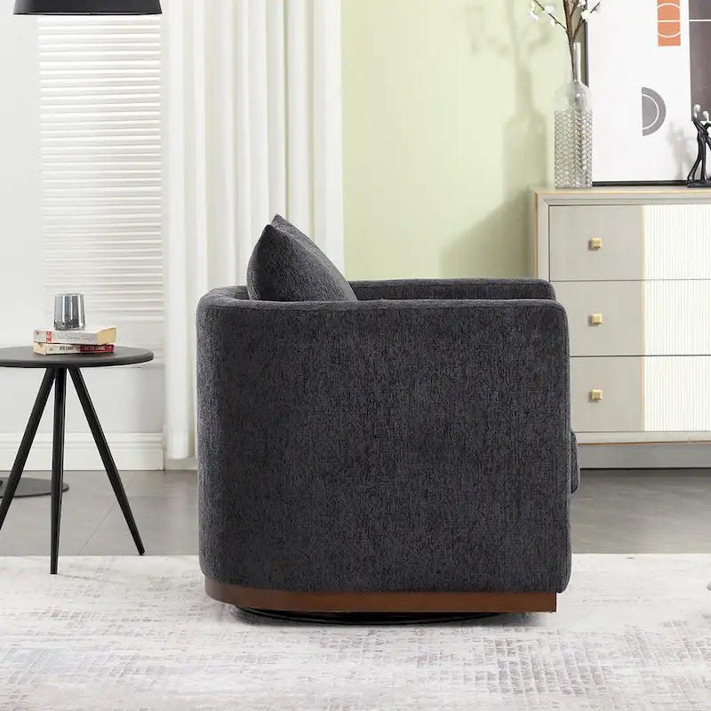 Drehbarer Sessel in Fassform, bequemer runder Akzentsessel für das Wohnzimmer, um 360 Grad drehbarer Clubsessel in Fassform