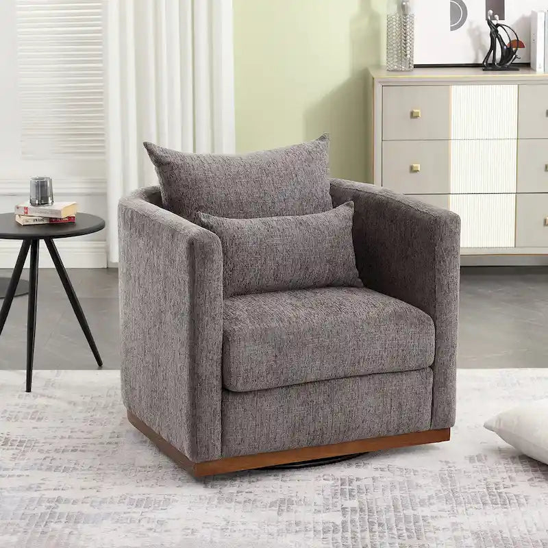 Drehbarer Sessel in Fassform, bequemer runder Akzentsessel für das Wohnzimmer, um 360 Grad drehbarer Clubsessel in Fassform