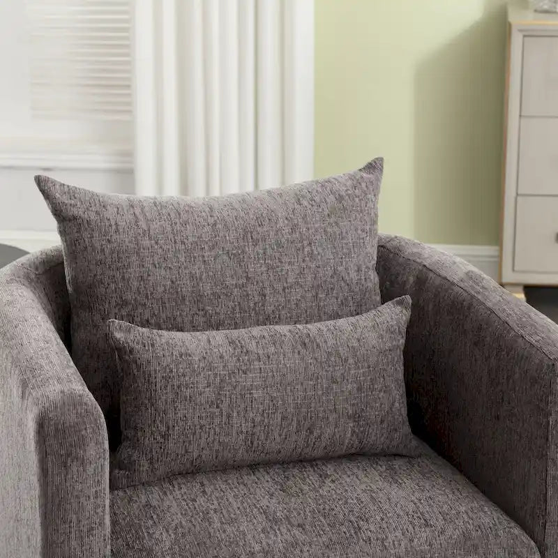 Drehbarer Sessel in Fassform, bequemer runder Akzentsessel für das Wohnzimmer, um 360 Grad drehbarer Clubsessel in Fassform