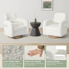 Bayville Sherpa Swivel Chair With Round Storage Ottoman 2-Piece Set