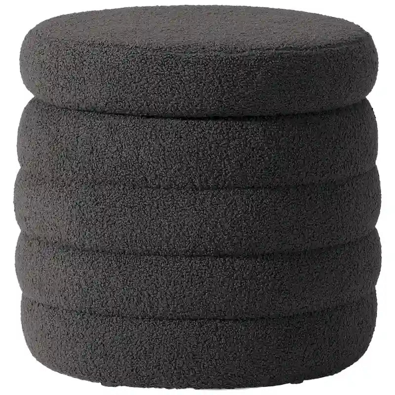 Bayville Sherpa Swivel Chair With Round Storage Ottoman 2-Piece Set