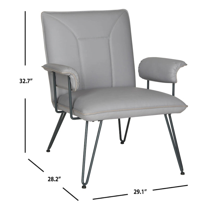 SAFAVIEH Johannes moderner grauer Sessel im Mid-Century-Stil – 29W x 28D x 33H