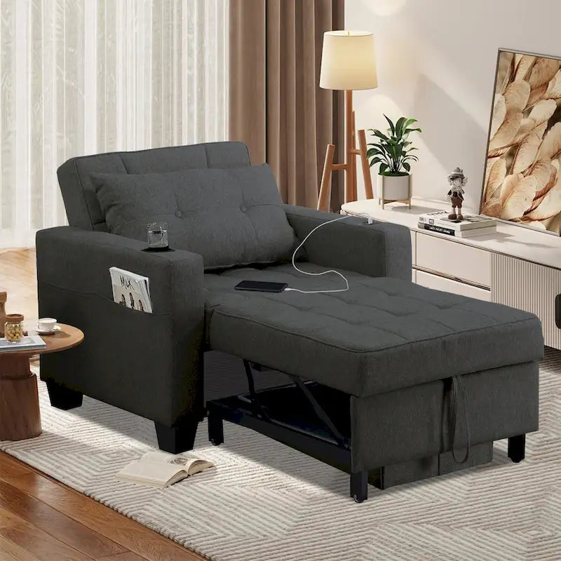 Poltrona letto futon convertibile 3-in-1, poltrona letto estraibile per il soggiorno