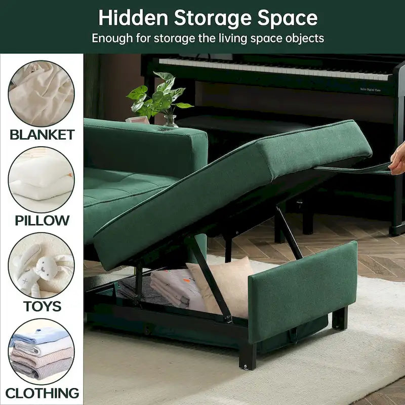 Poltrona letto futon convertibile 3-in-1, poltrona letto estraibile per il soggiorno