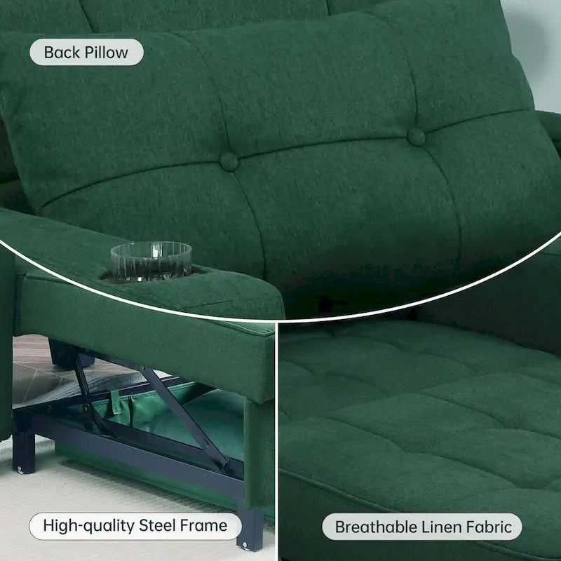 Poltrona letto futon convertibile 3-in-1, poltrona letto estraibile per il soggiorno