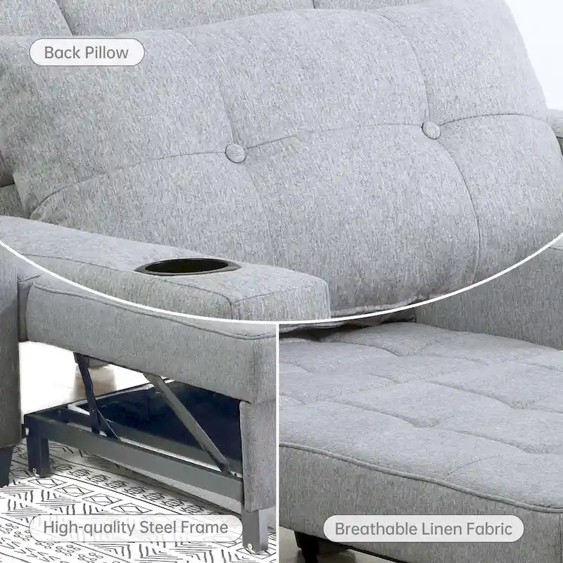 Poltrona letto futon convertibile 3-in-1, poltrona letto estraibile per il soggiorno