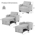 Poltrona letto futon convertibile 3-in-1, poltrona letto estraibile per il soggiorno