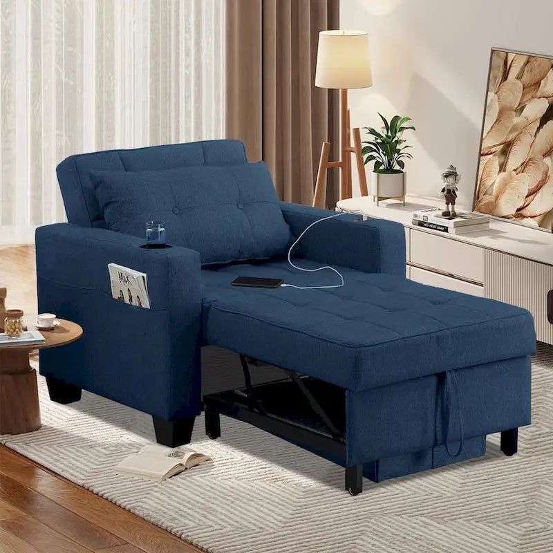 Poltrona letto futon convertibile 3-in-1, poltrona letto estraibile per il soggiorno