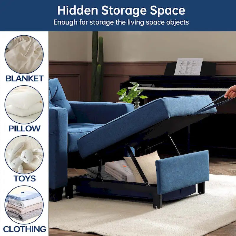 Poltrona letto futon convertibile 3-in-1, poltrona letto estraibile per il soggiorno