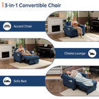 Poltrona letto futon convertibile 3-in-1, poltrona letto estraibile per il soggiorno