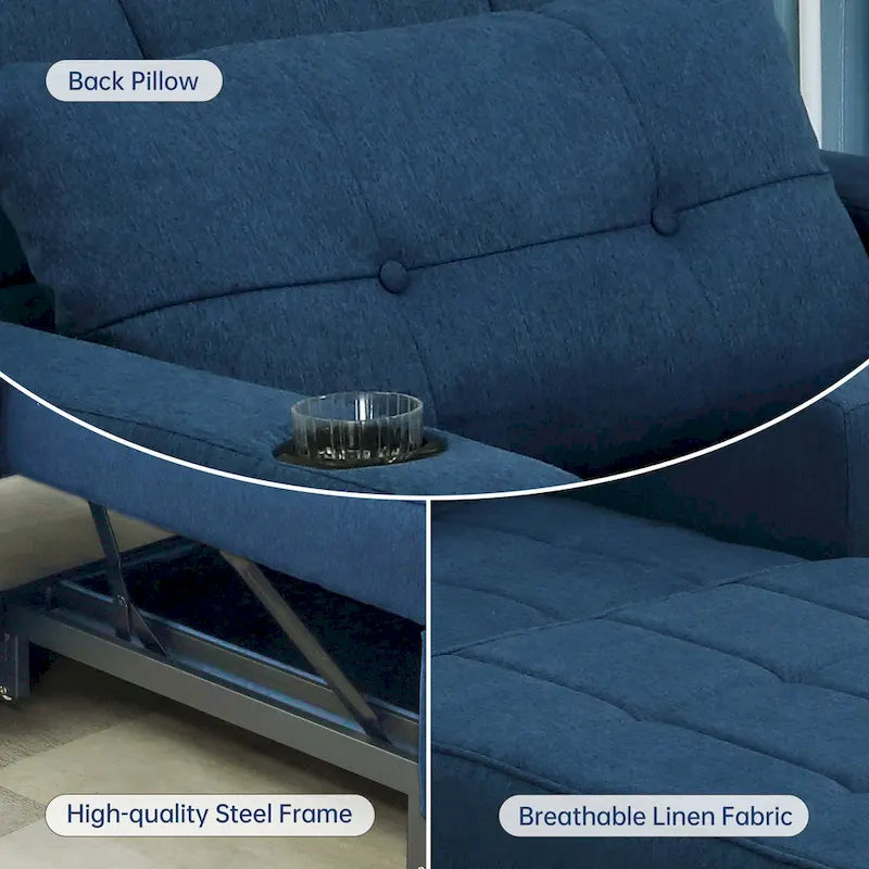 Poltrona letto futon convertibile 3-in-1, poltrona letto estraibile per il soggiorno