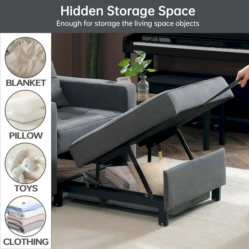 Poltrona letto futon convertibile 3-in-1, poltrona letto estraibile per il soggiorno