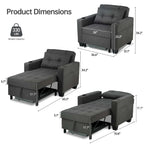 Poltrona letto futon convertibile 3-in-1, poltrona letto estraibile per il soggiorno