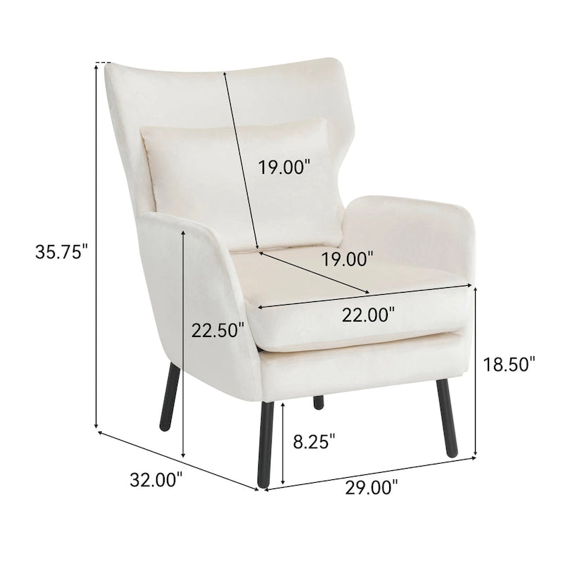 Stylish Wing Back Velvet Accent Chair by Christopher Knight Home
