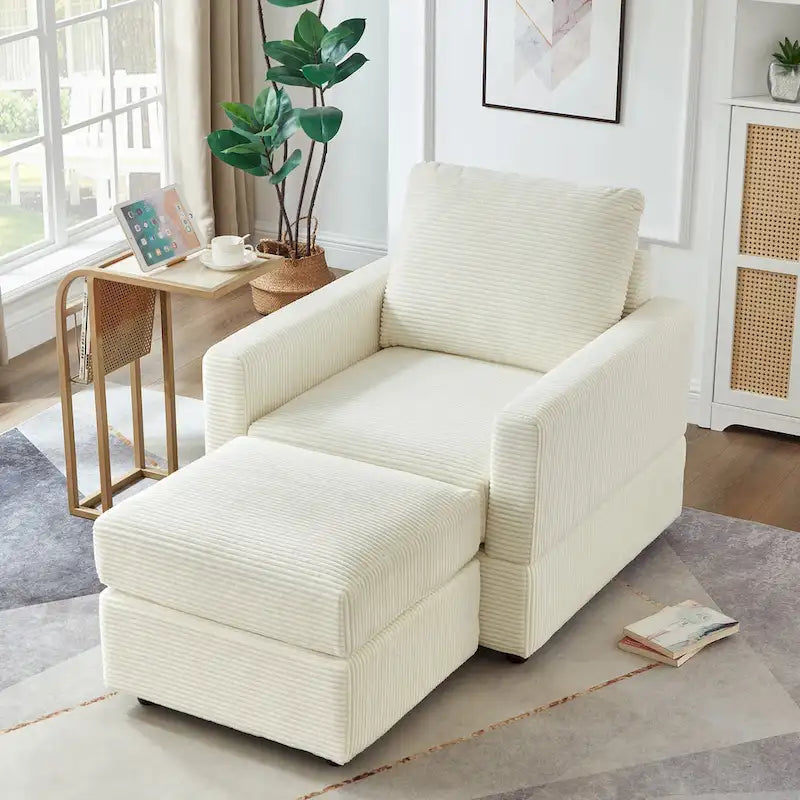 GDFStudio Classic Corduroy Club Chair with Ottoman