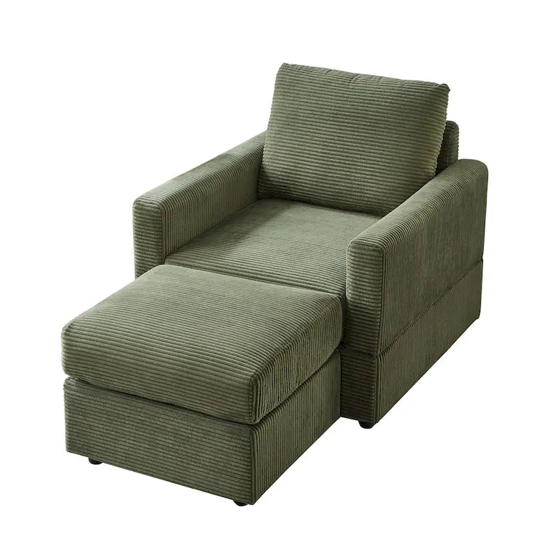 GDFStudio Classic Corduroy Club Chair with Ottoman