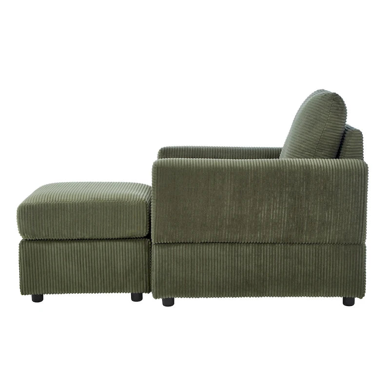 GDFStudio Classic Corduroy Club Chair with Ottoman