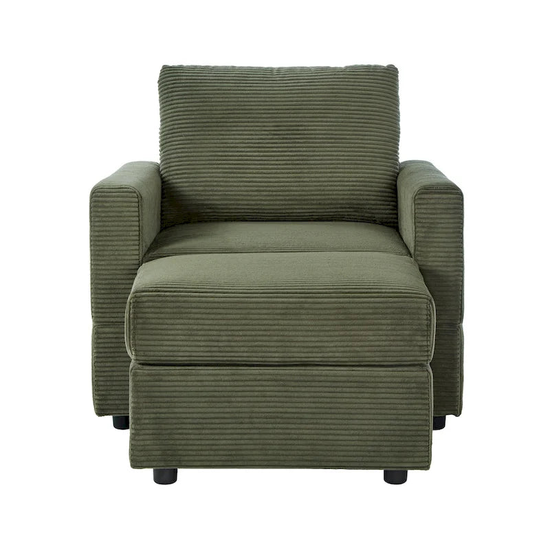 GDFStudio Classic Corduroy Club Chair with Ottoman