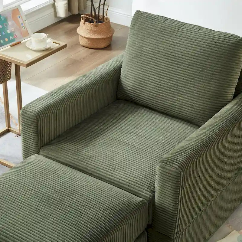 GDFStudio Classic Corduroy Club Chair with Ottoman
