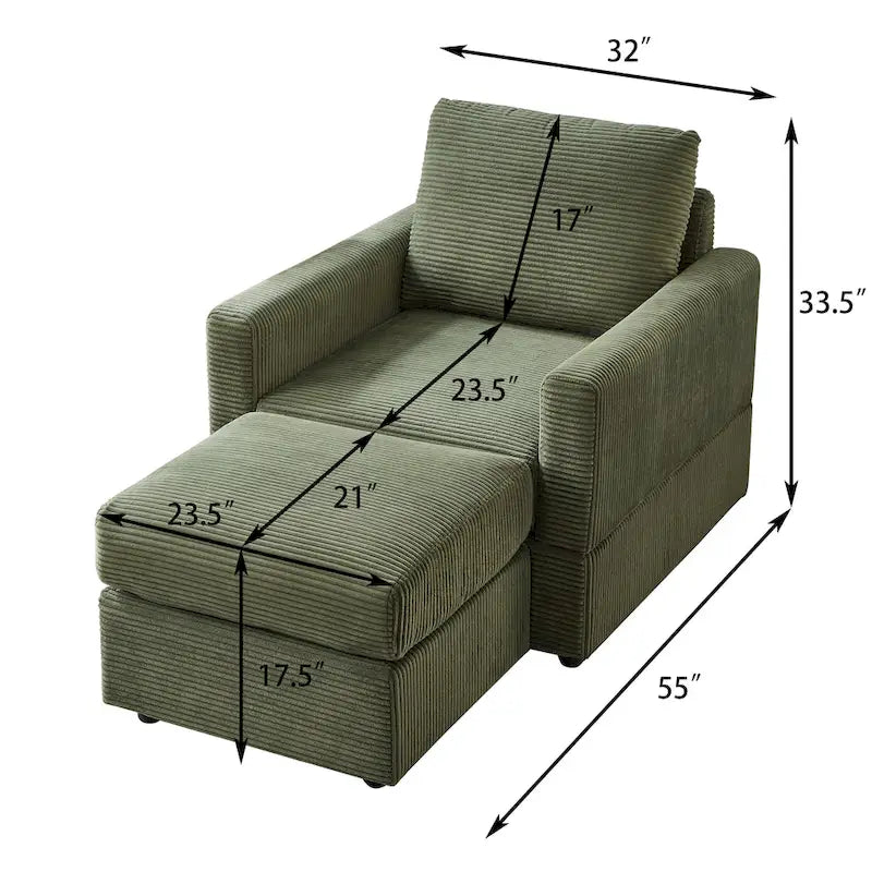 GDFStudio Classic Corduroy Club Chair with Ottoman