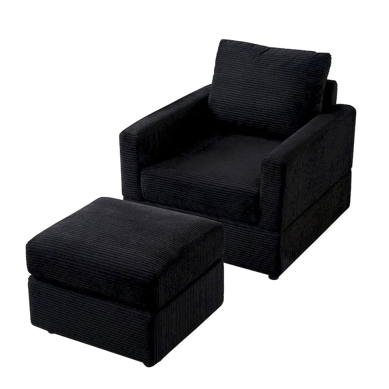 GDFStudio Classic Corduroy Club Chair with Ottoman