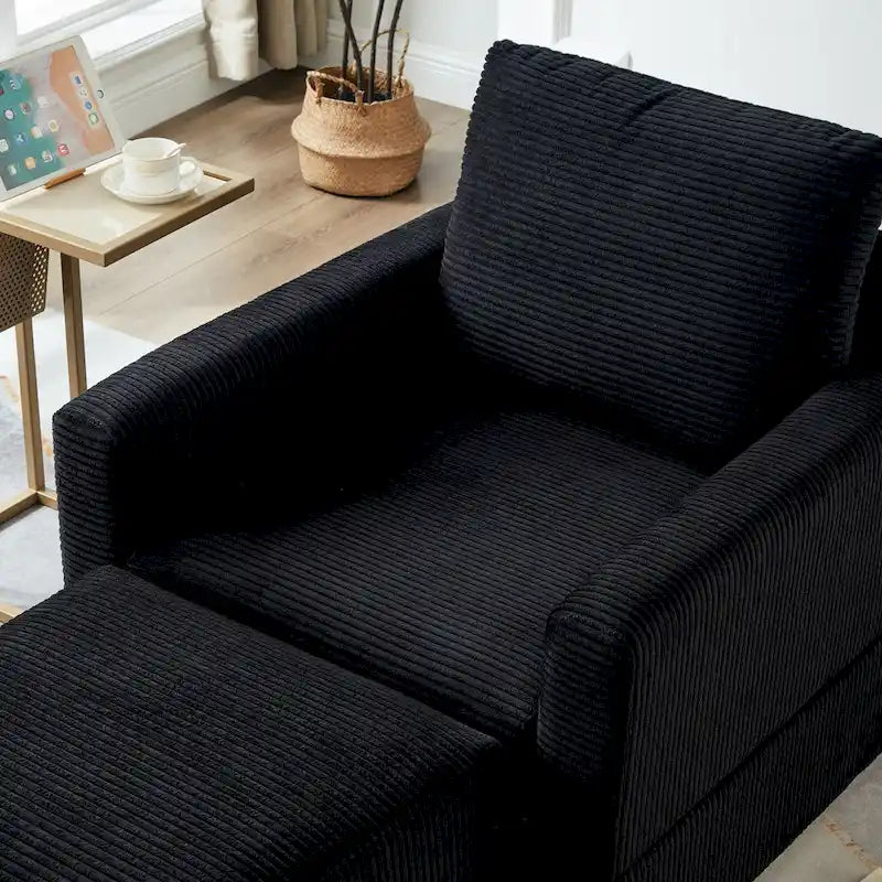GDFStudio Classic Corduroy Club Chair with Ottoman