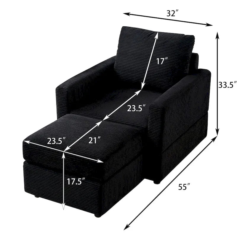 GDFStudio Classic Corduroy Club Chair with Ottoman