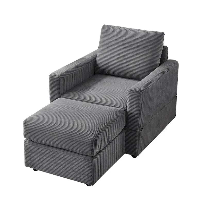 GDFStudio Classic Corduroy Club Chair with Ottoman