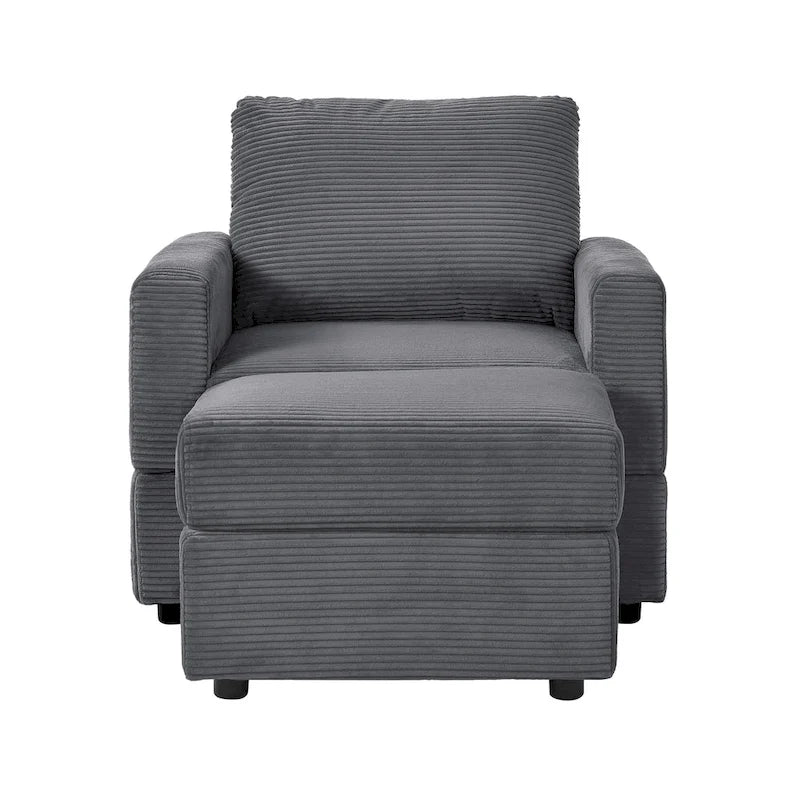 GDFStudio Classic Corduroy Club Chair with Ottoman