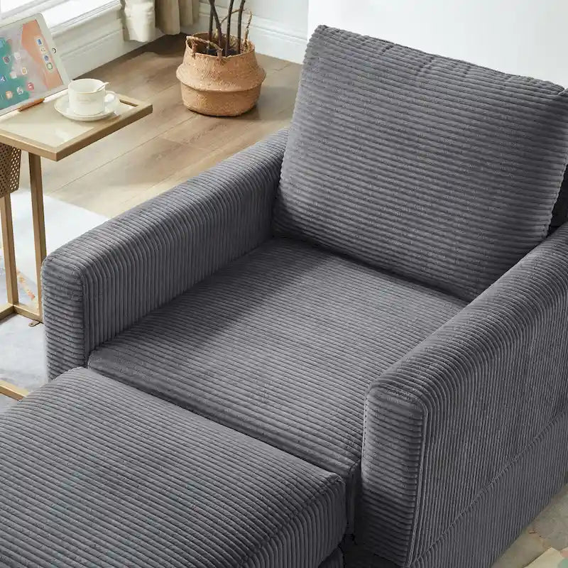 GDFStudio Classic Corduroy Club Chair with Ottoman