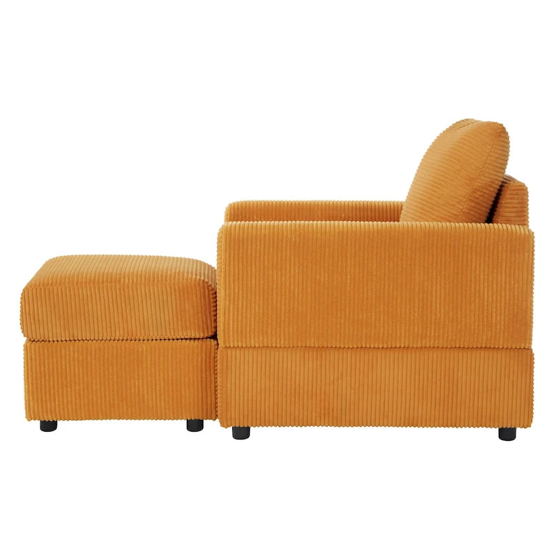 GDFStudio Classic Corduroy Club Chair with Ottoman